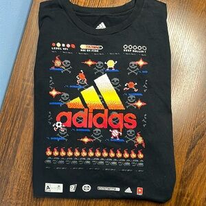 Adidas Youth XL 8 Bit Video Game Retro Short Sleeve Boys Black Shirt